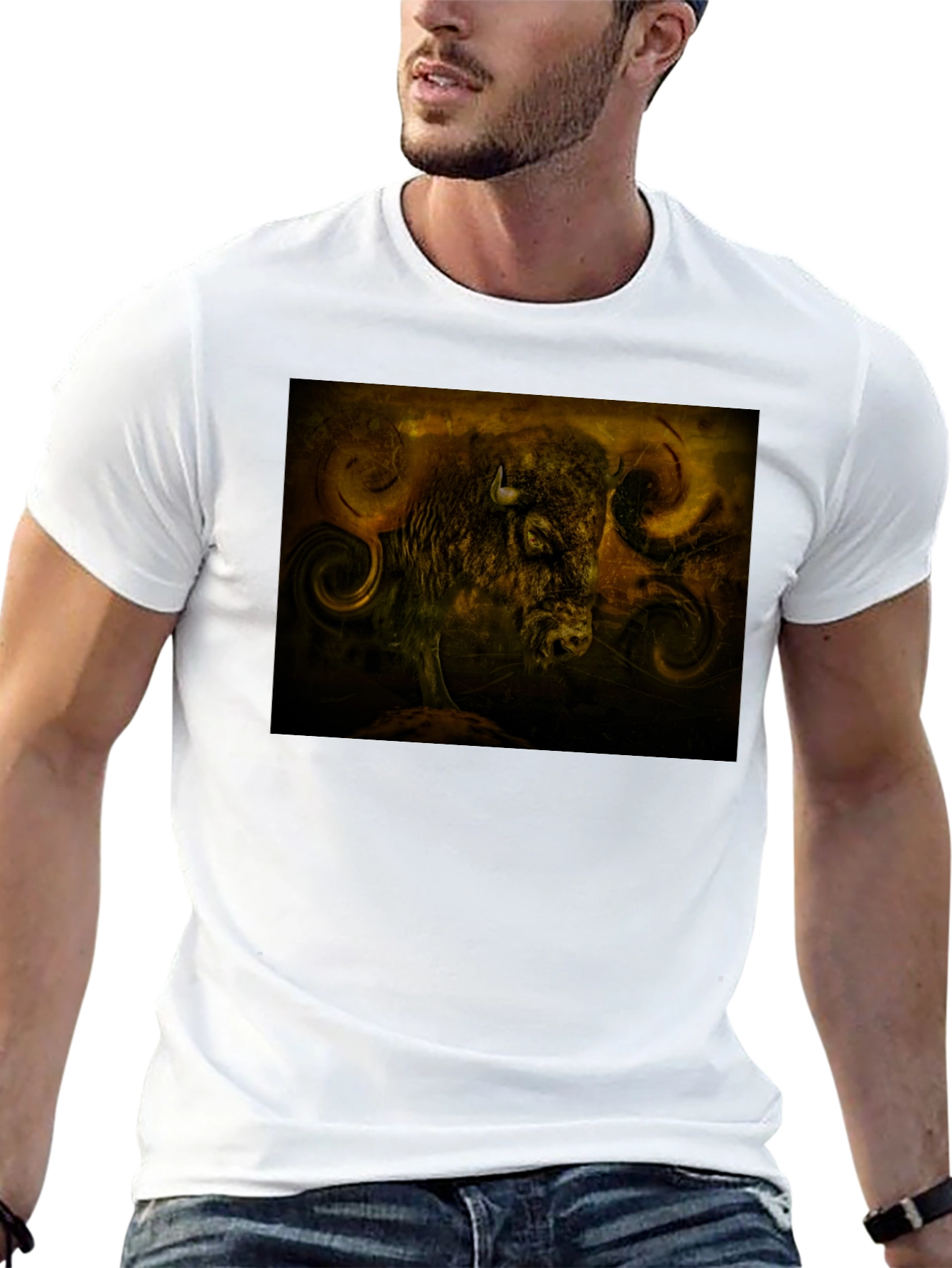 Buffalo Graphic Tee - Artistic Print Black Shirt