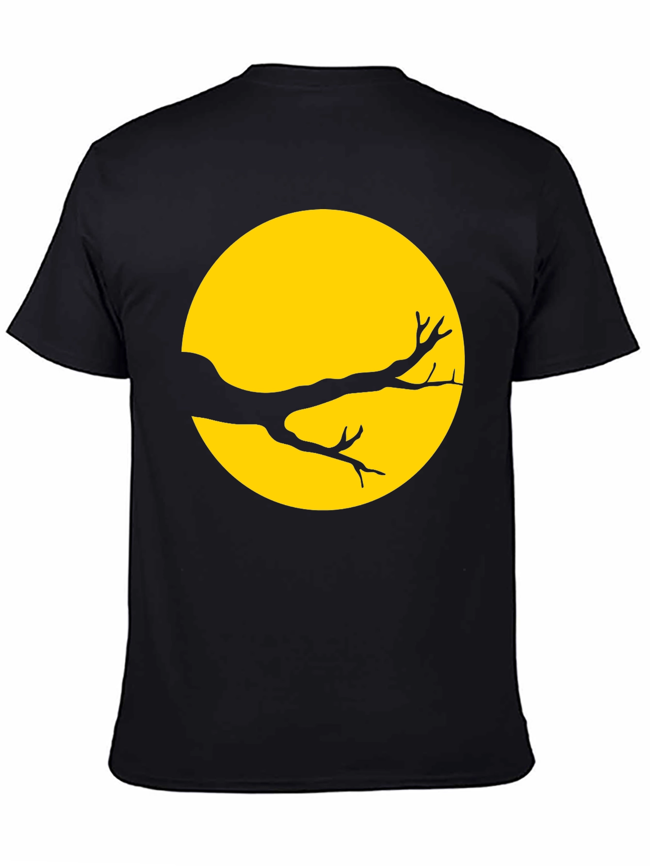 Silhouette Branch on Yellow Moon T-Shirt