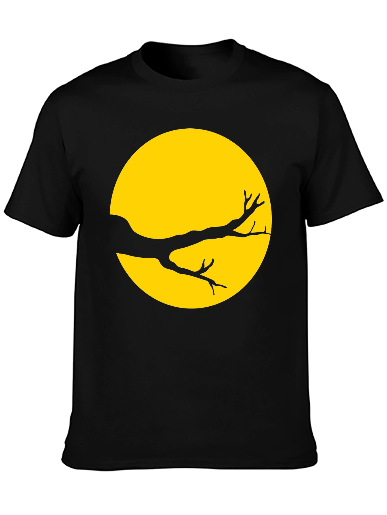 Silhouette Branch on Yellow Moon T-Shirt