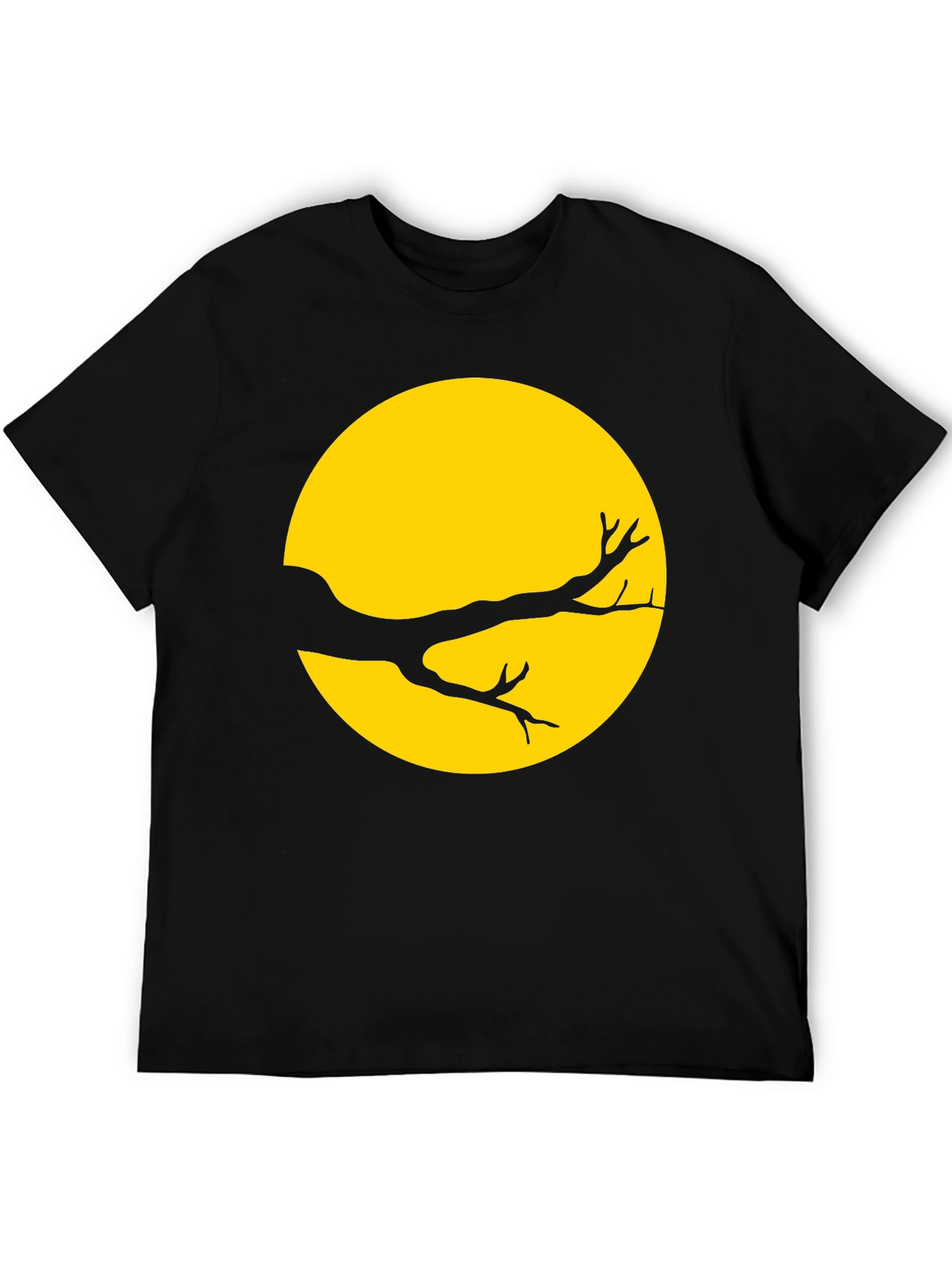 Silhouette Branch on Yellow Moon T-Shirt
