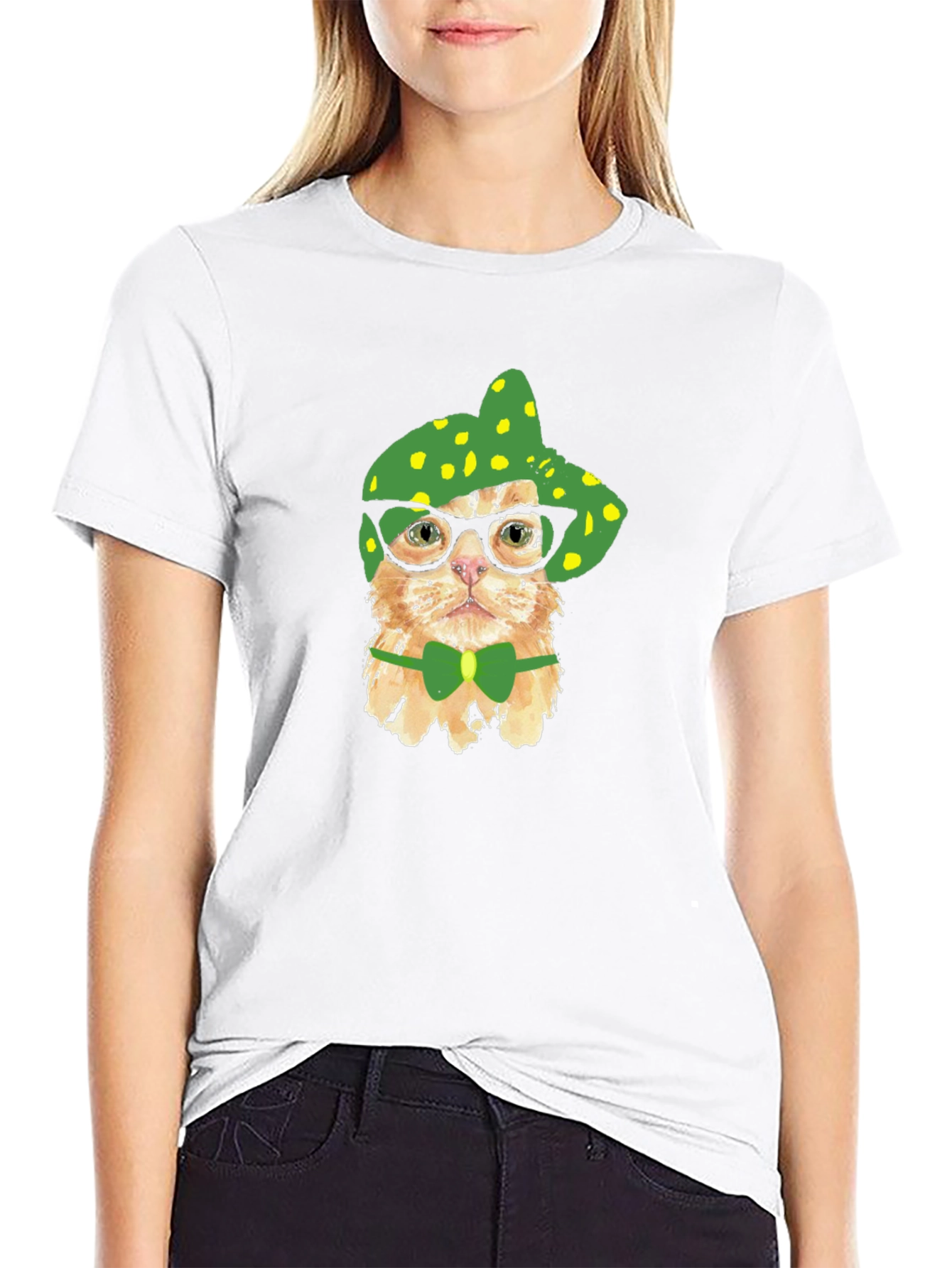 Funny Cat T-Shirt - Cat with Glasses and Bowtie