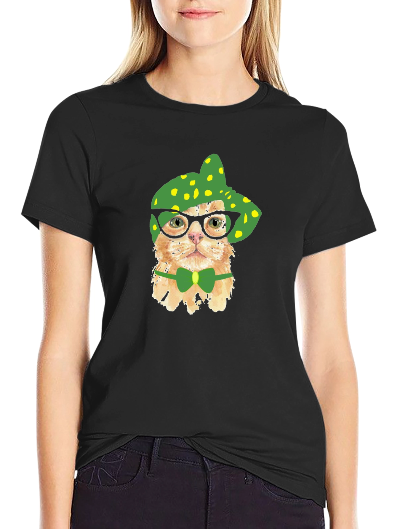 Funny Cat T-Shirt - Cat with Glasses and Bowtie