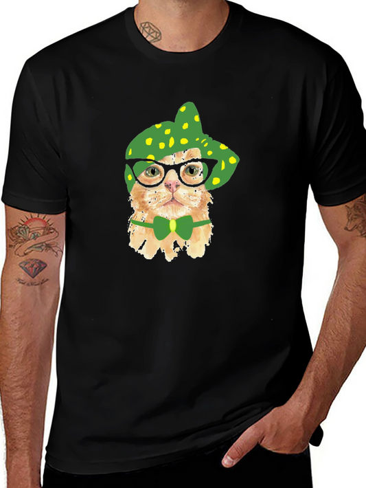 Funny Cat T-Shirt - Cat with Glasses and Bowtie