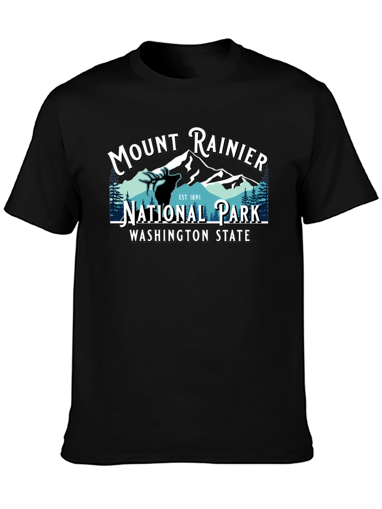 Mount Rainier National Park Tee - Black Cotton