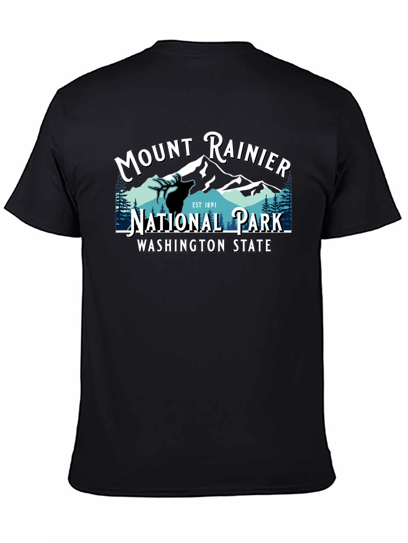 Mount Rainier National Park Tee - Black Cotton