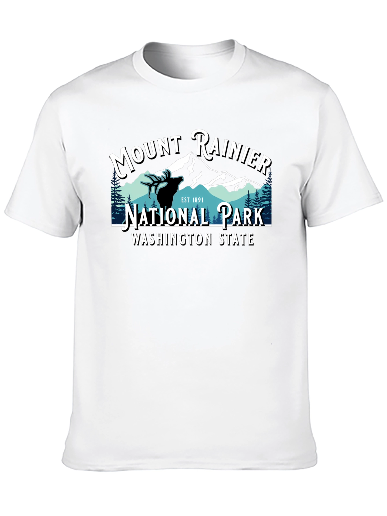 Mount Rainier National Park Tee - Black Cotton