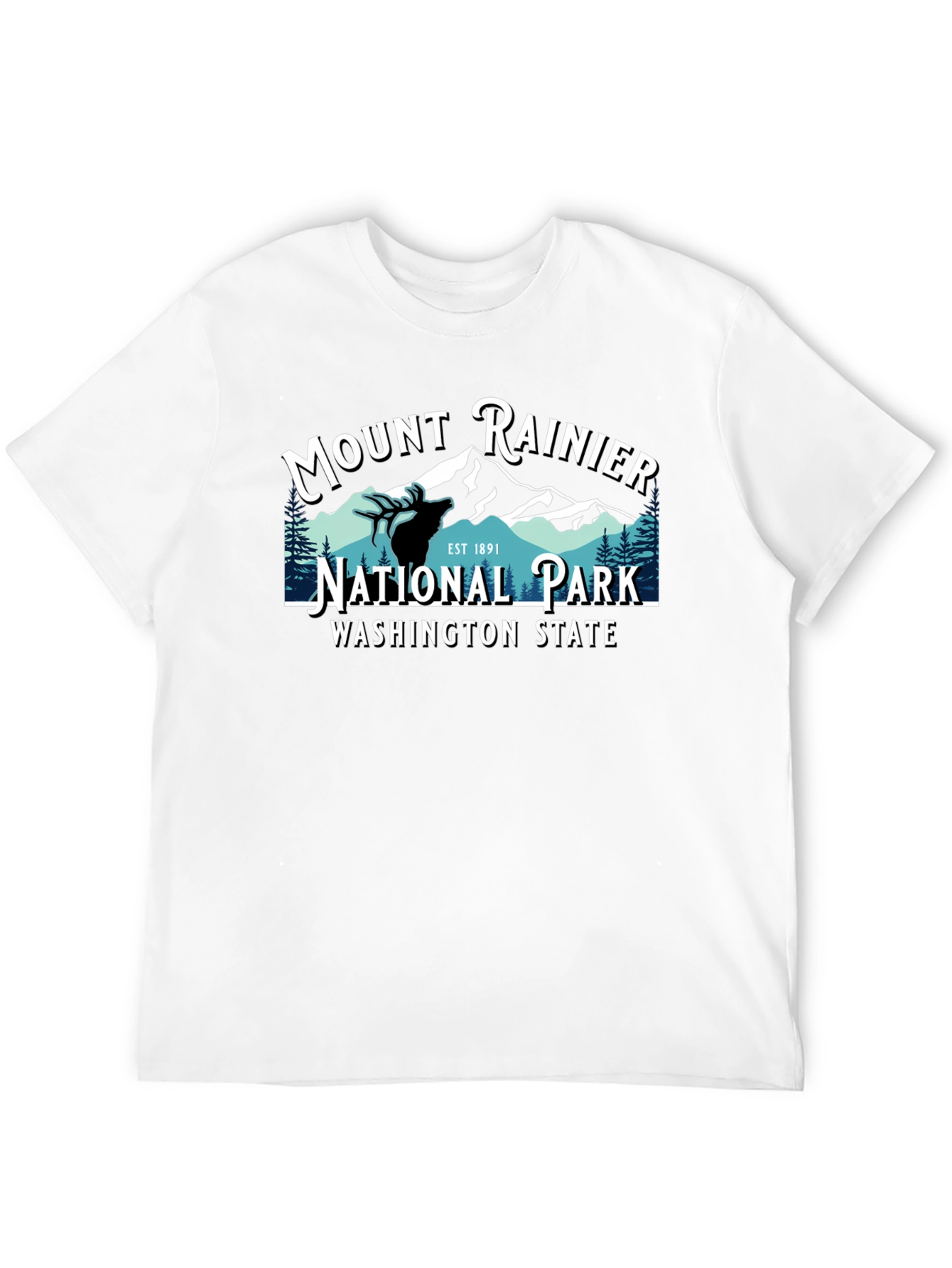 Mount Rainier National Park Tee - Black Cotton