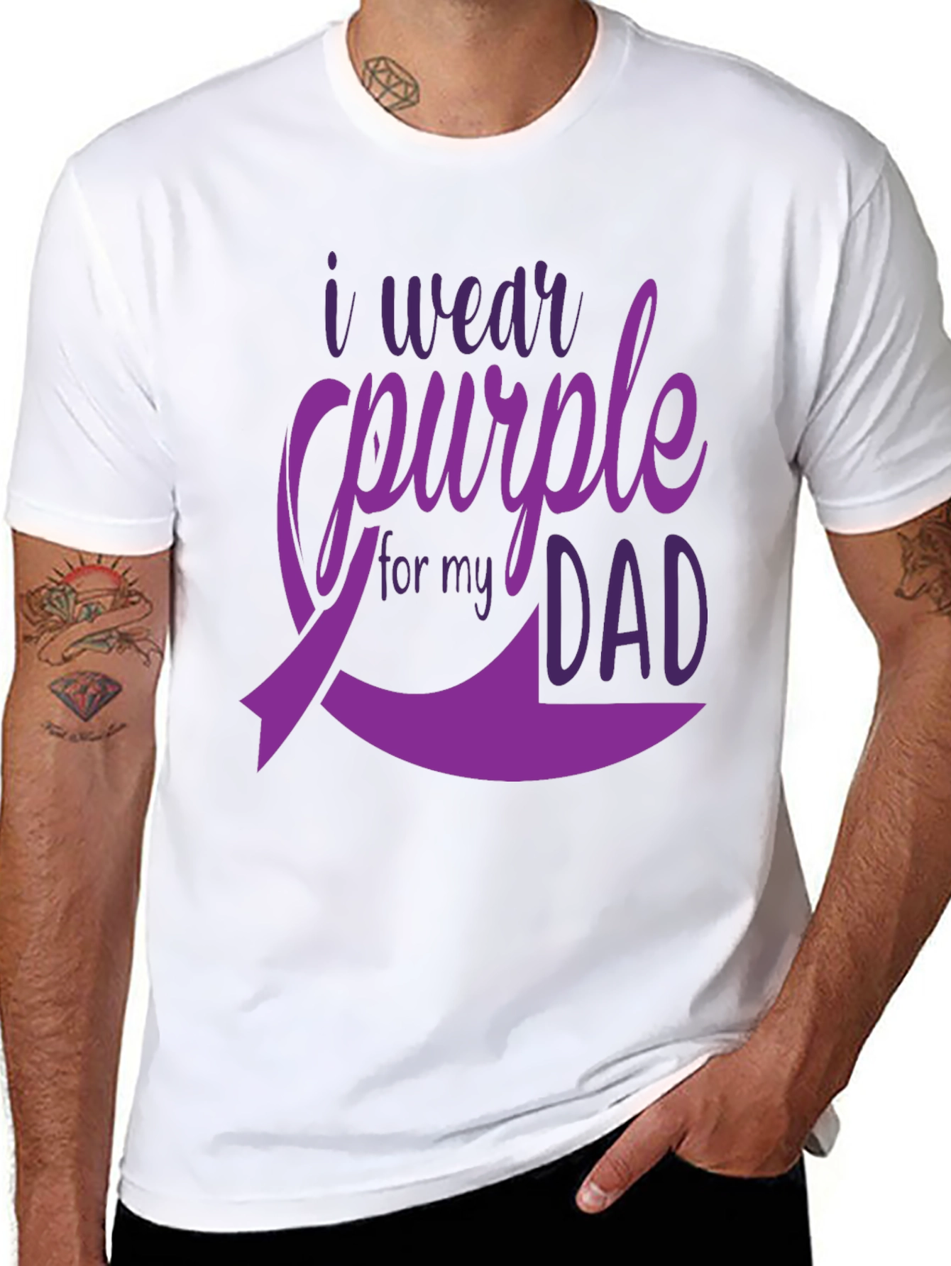 Purple Dad Awareness Ribbon T-Shirt