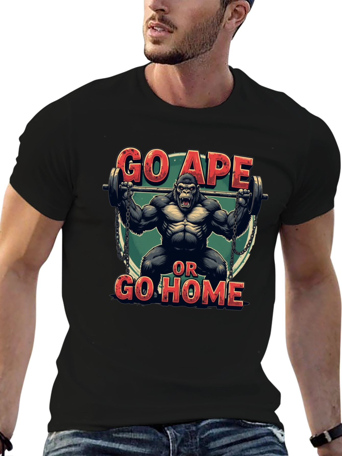 Go Ape or Go Home Black Graphic Tee
