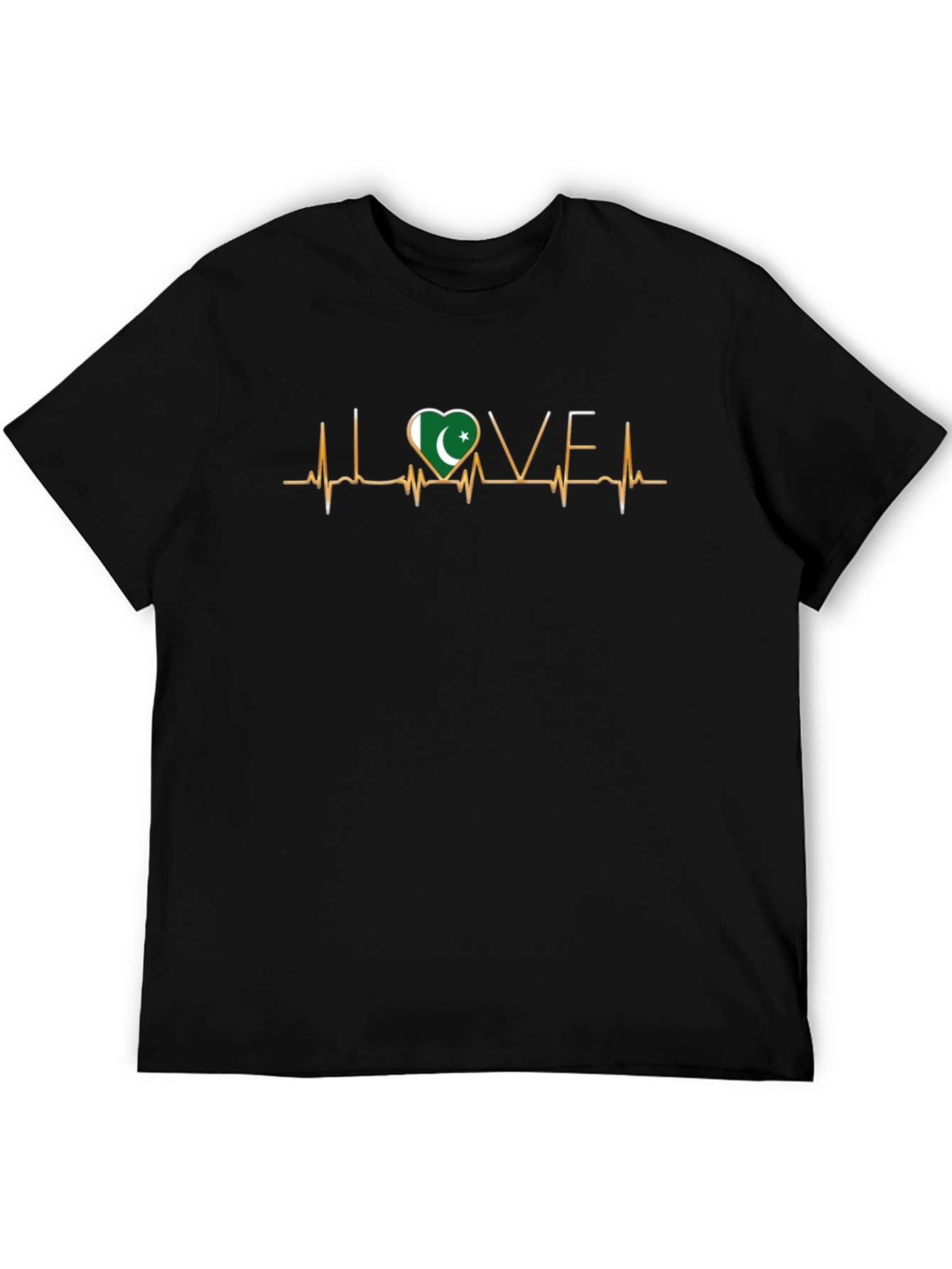 Pakistan Love Heartbeat Black T-Shirt
