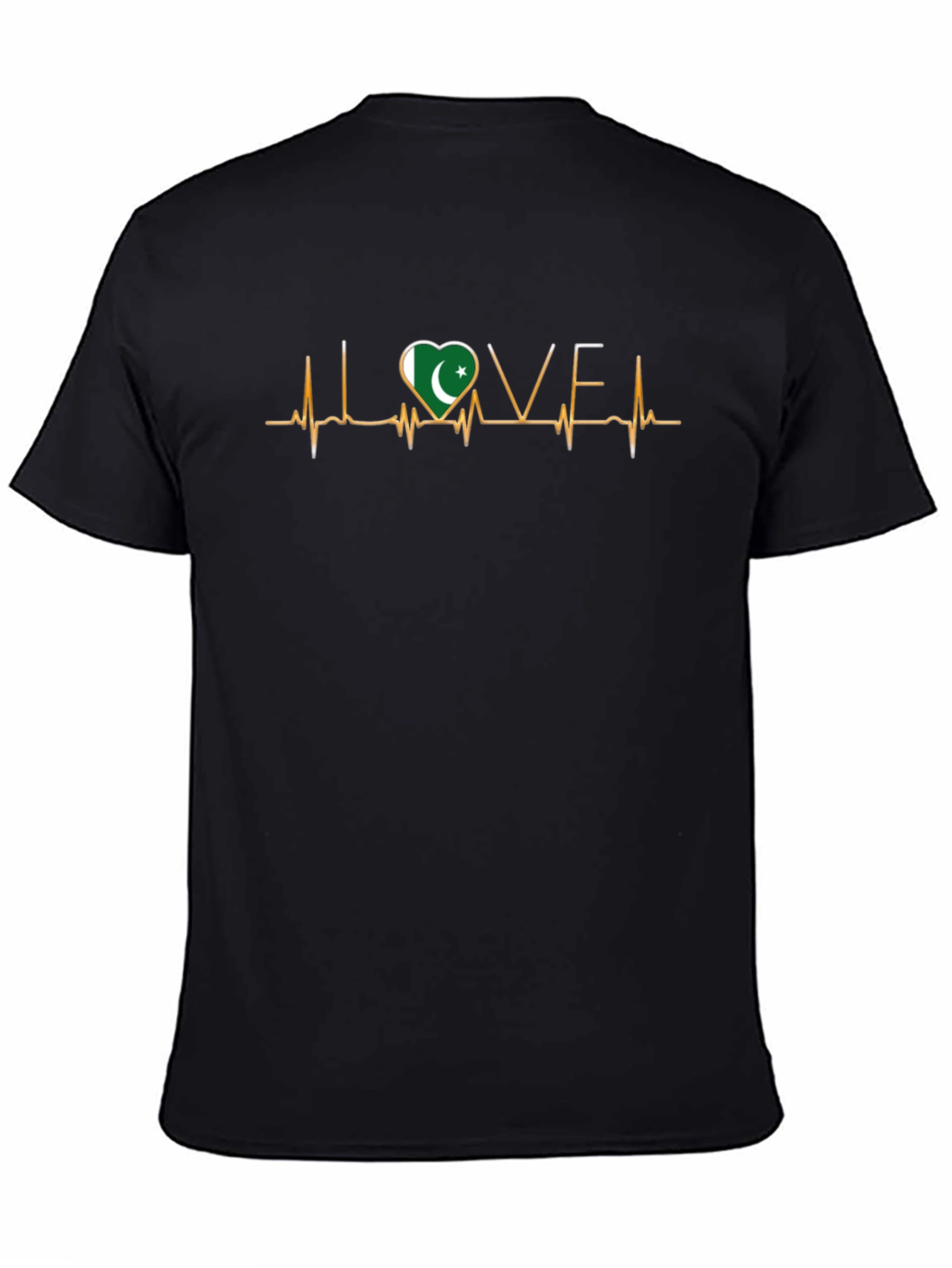 Pakistan Love Heartbeat Black T-Shirt