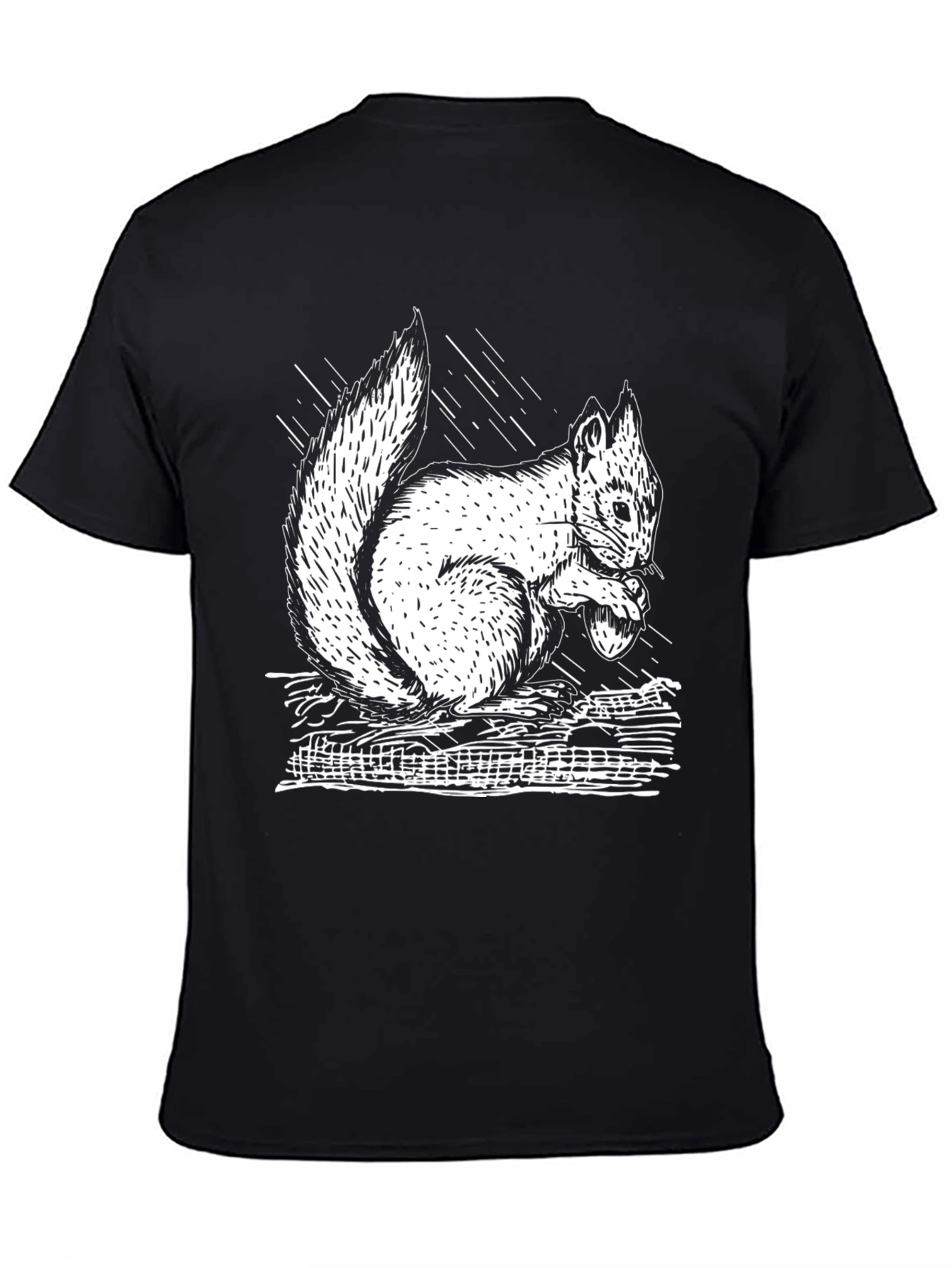 Squirrel Graphic Tee - Black Cotton T-Shirt