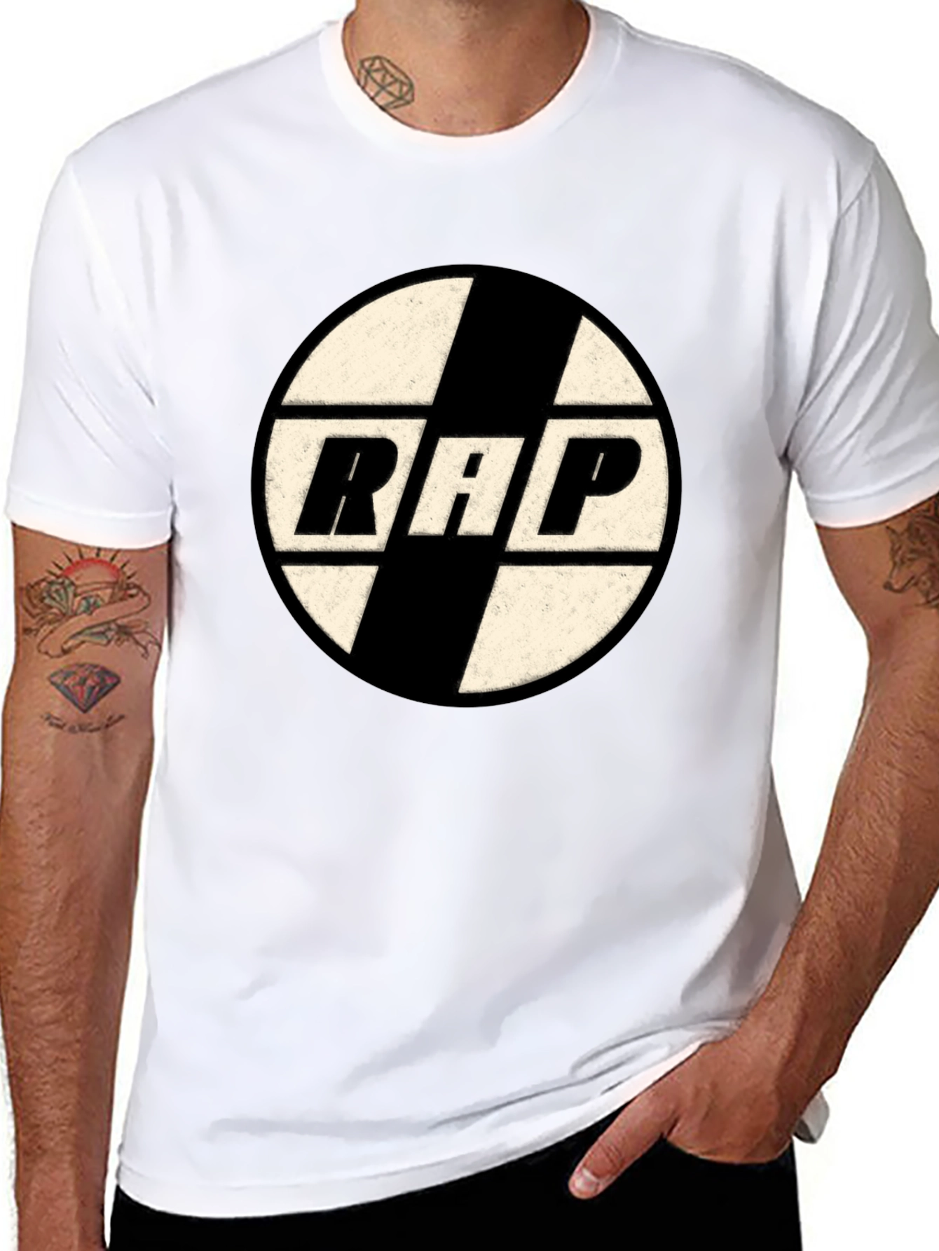 Retro RAP Graphic Tee - Black Cotton T-Shirt
