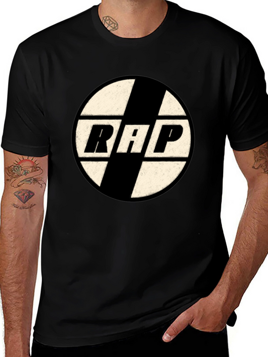 Retro RAP Graphic Tee - Black Cotton T-Shirt