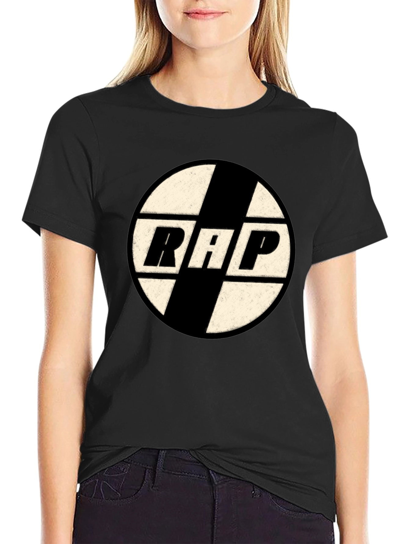 Retro RAP Graphic Tee - Black Cotton T-Shirt