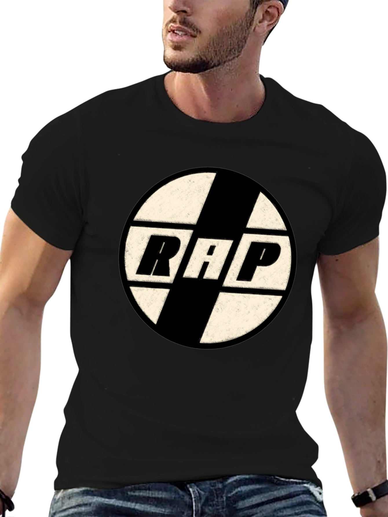 Retro RAP Graphic Tee - Black Cotton T-Shirt