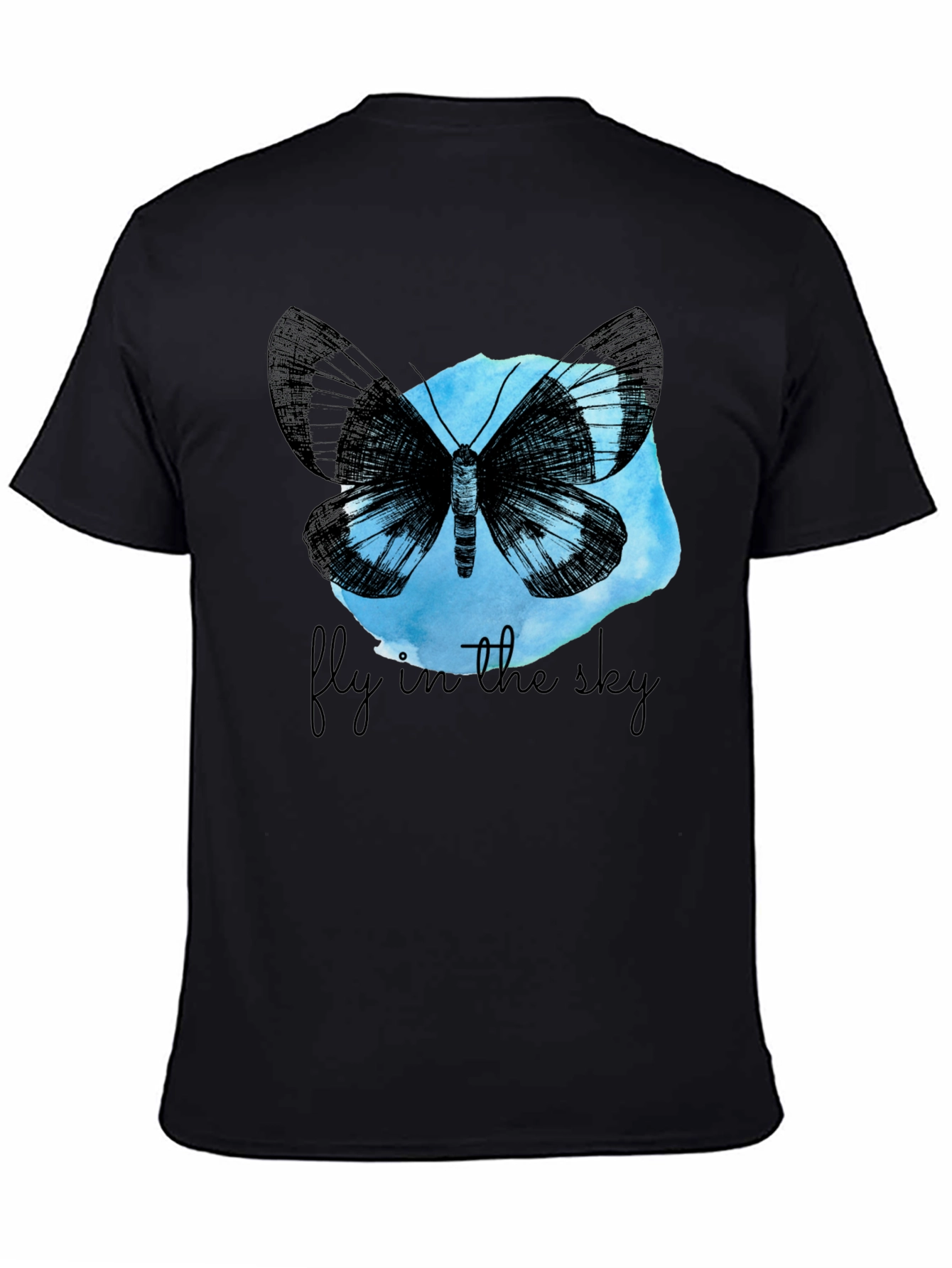 Butterfly Fly In The Sky Black Graphic Tee