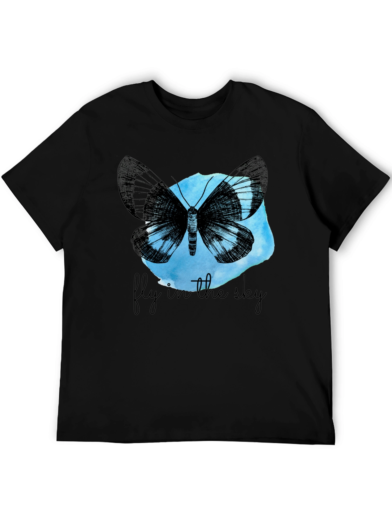 Butterfly Fly In The Sky Black Graphic Tee