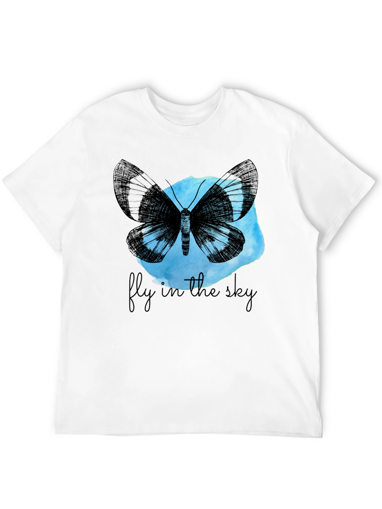 Butterfly Fly In The Sky Black Graphic Tee