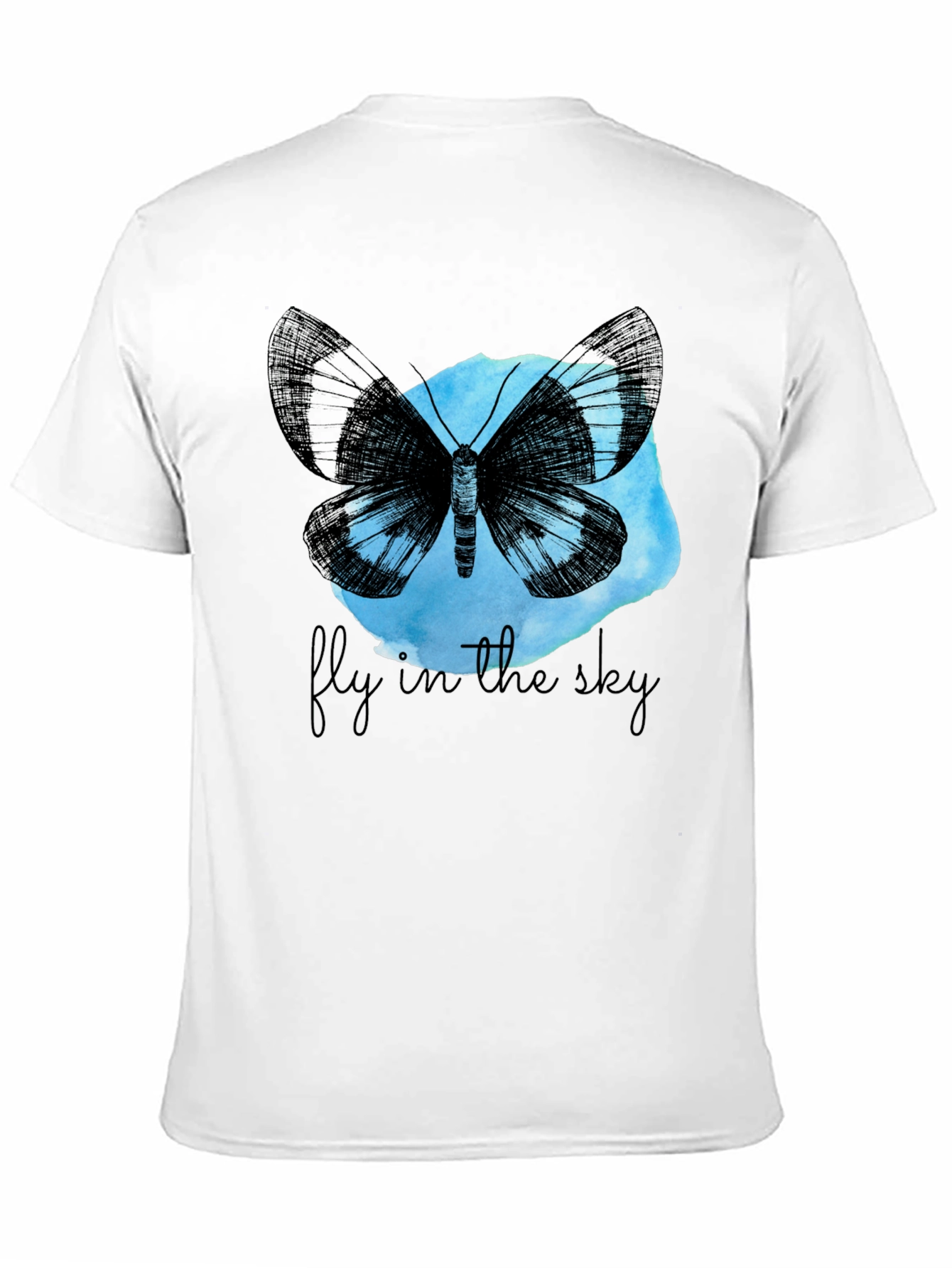 Butterfly Fly In The Sky Black Graphic Tee