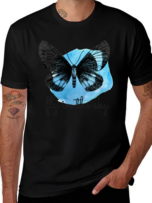 Butterfly Fly In The Sky Black Graphic Tee