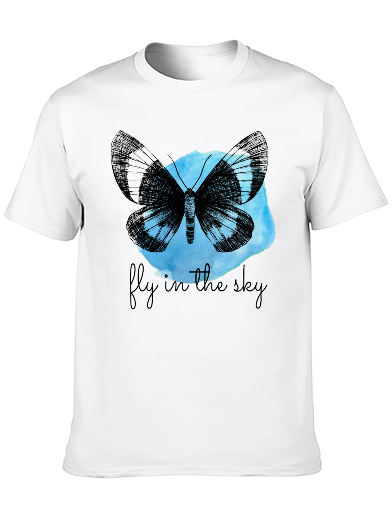 Butterfly Fly In The Sky Black Graphic Tee
