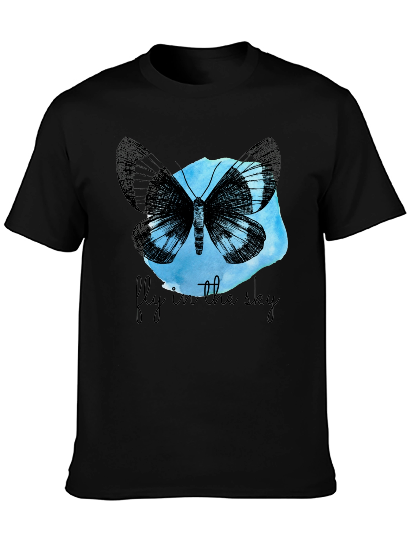 Butterfly Fly In The Sky Black Graphic Tee