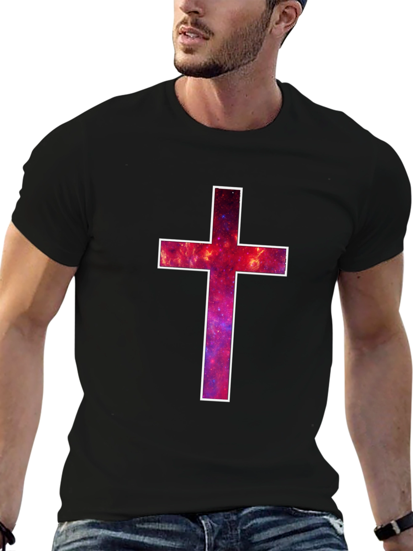 Galaxy Cross Graphic Tee - Mens Black T-Shirt