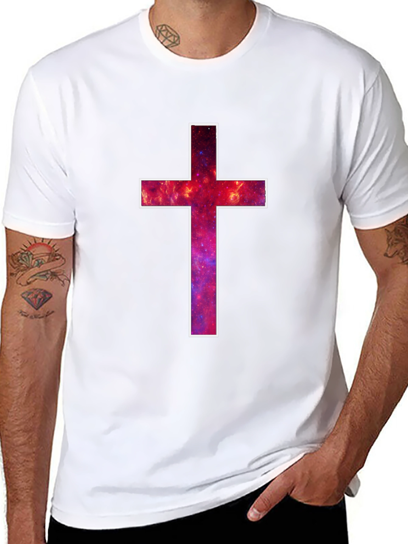 Galaxy Cross Graphic Tee - Mens Black T-Shirt