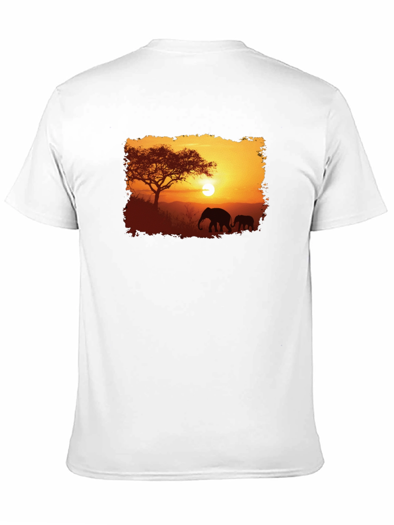 Sunset Safari Elephant Graphic Tee - Black