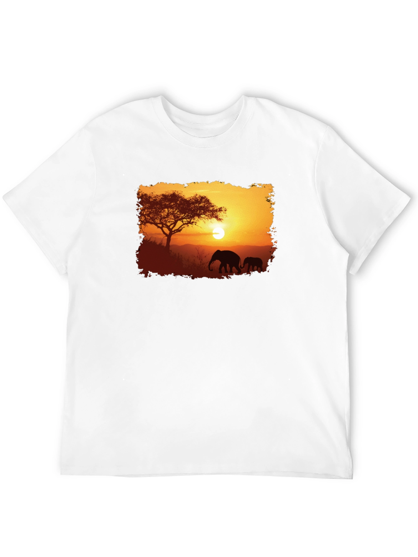 Sunset Safari Elephant Graphic Tee - Black