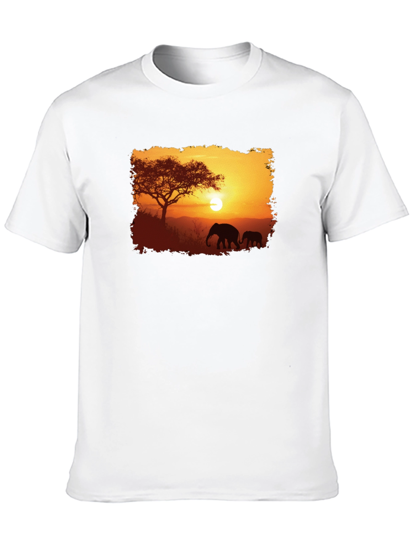 Sunset Safari Elephant Graphic Tee - Black