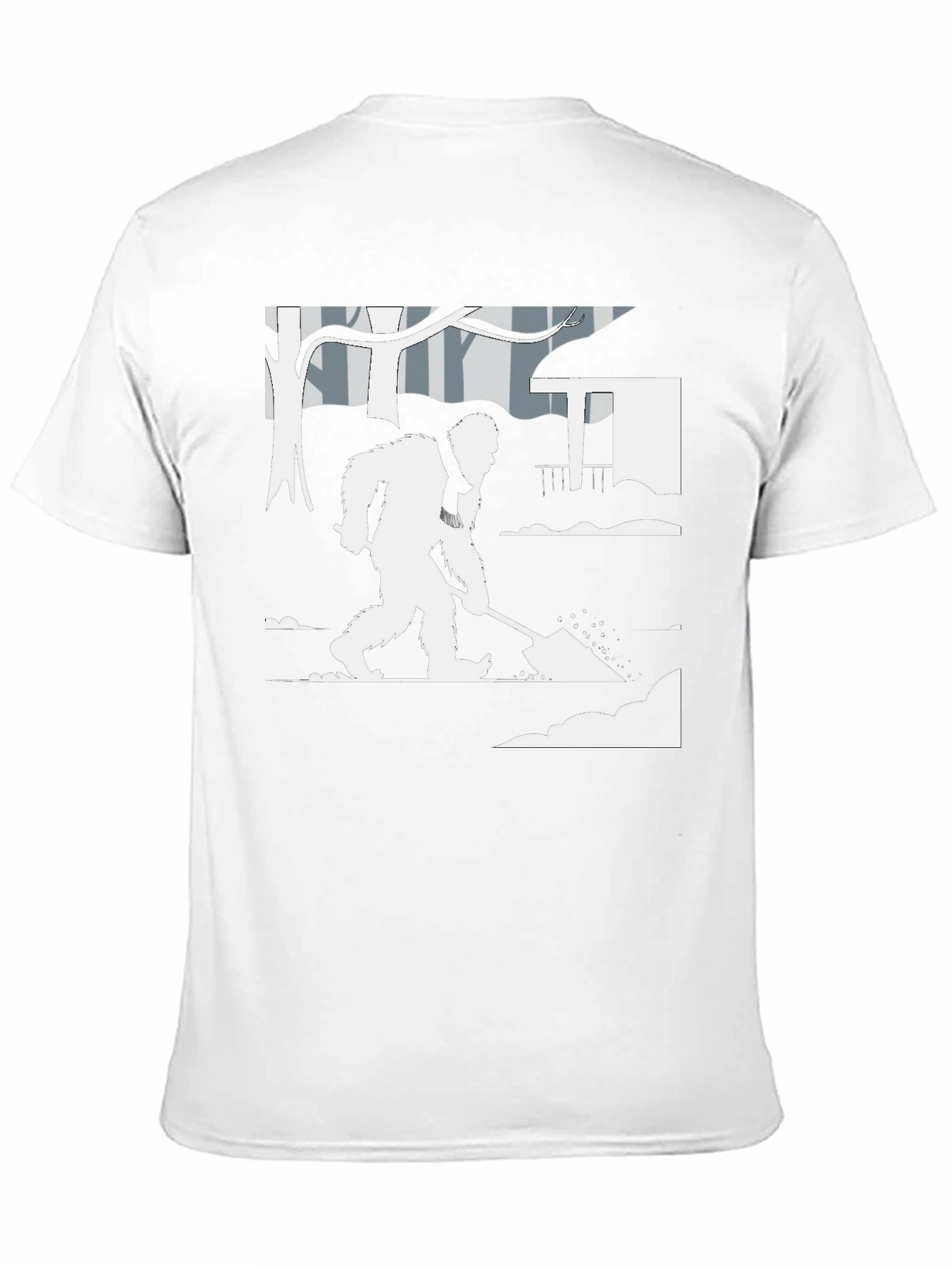 Bigfoot Shoveling Snow Graphic Tee
