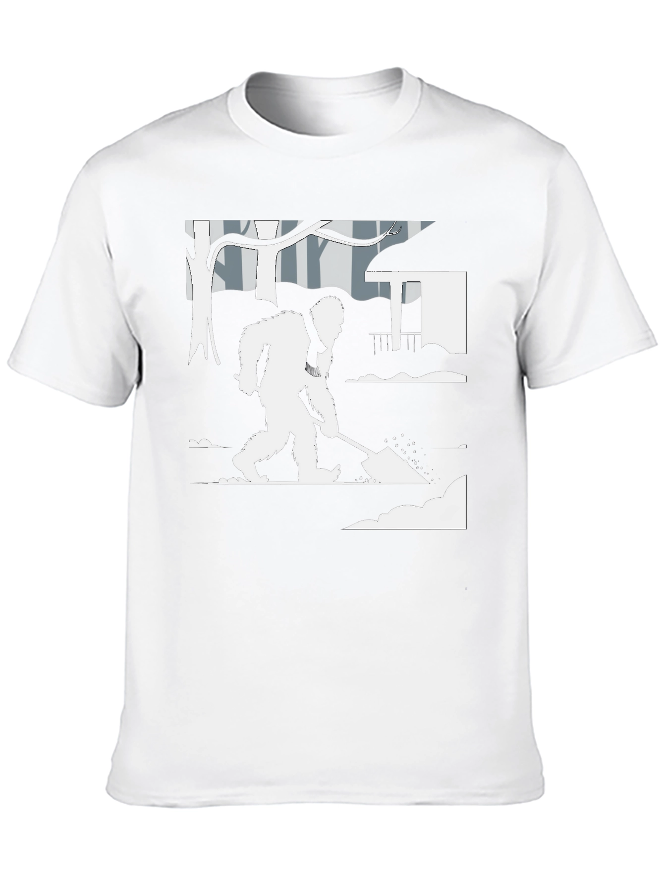 Bigfoot Shoveling Snow Graphic Tee