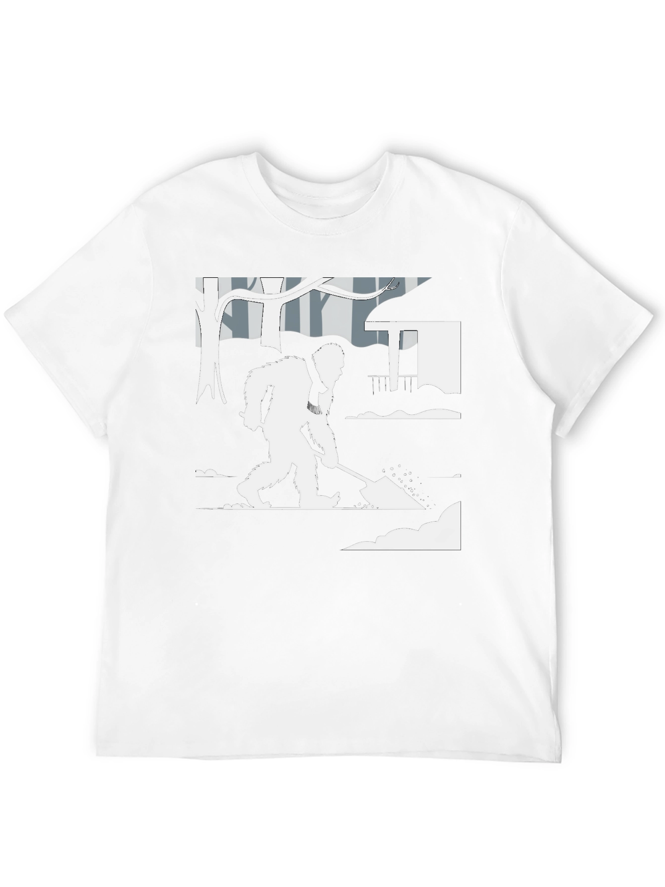 Bigfoot Shoveling Snow Graphic Tee
