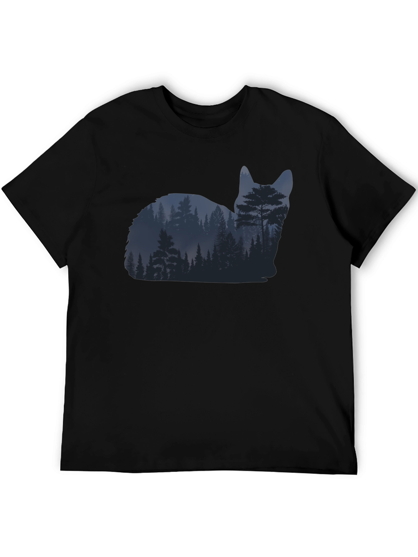 Nature Cat Graphic Tee - Black Cotton Blend