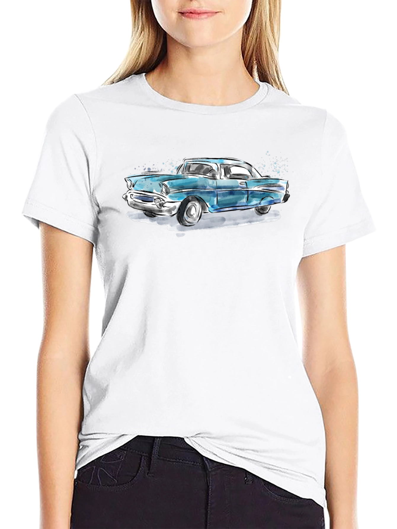 Classic Car Graphic Tee - Black Cotton T-Shirt