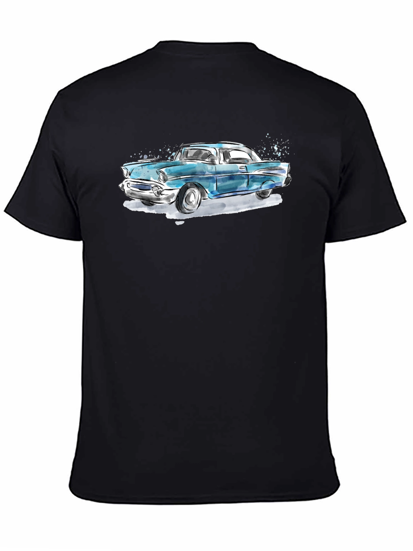 Classic Car Graphic Tee - Black Cotton T-Shirt