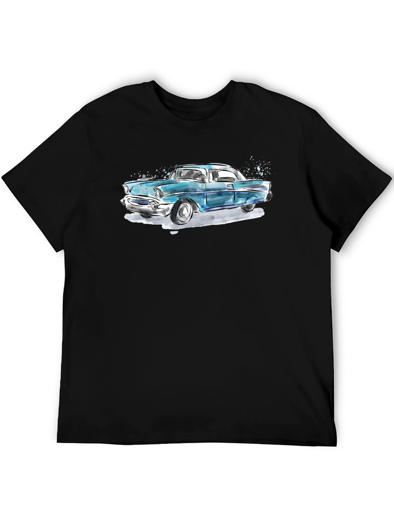 Classic Car Graphic Tee - Black Cotton T-Shirt