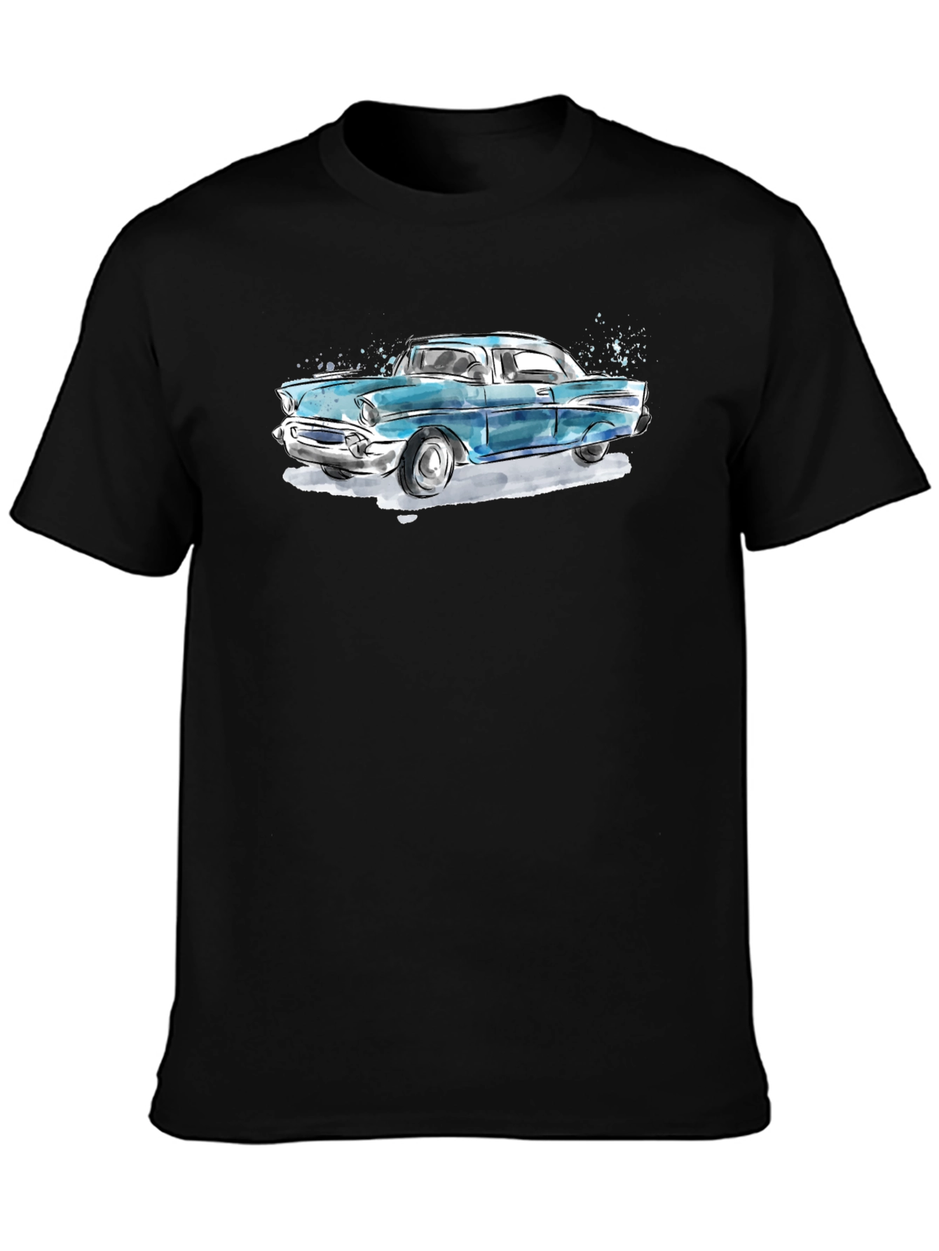 Classic Car Graphic Tee - Black Cotton T-Shirt