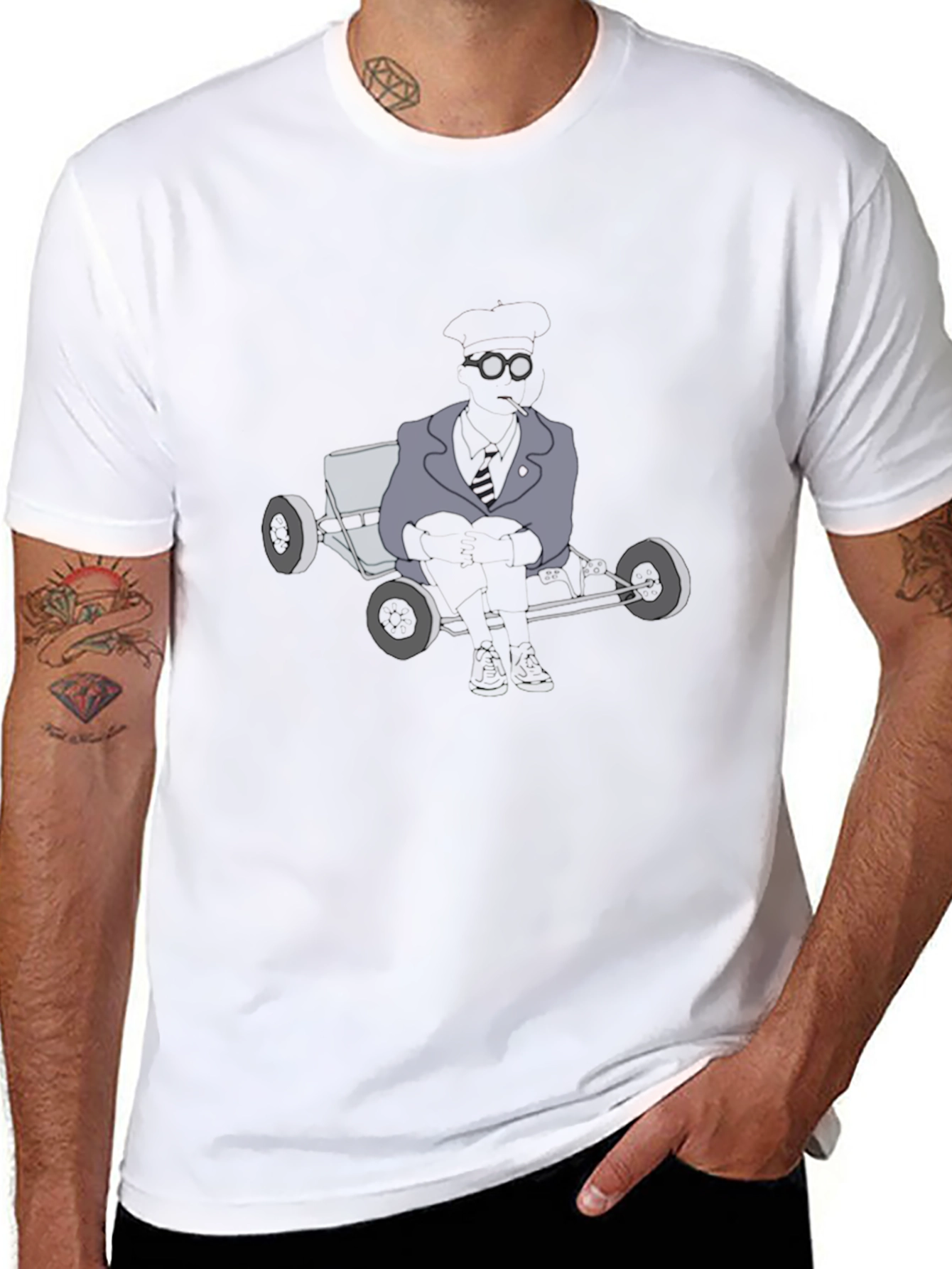 Mens Graphic Tee - Steampunk Kart Design