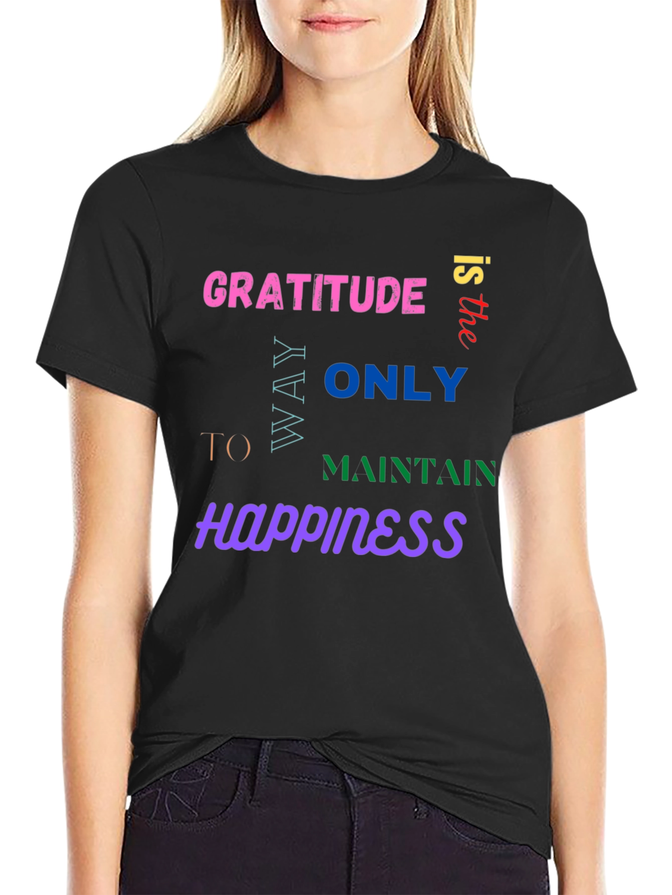 Gratitude Happiness Graphic Tee - Trendy Comfort