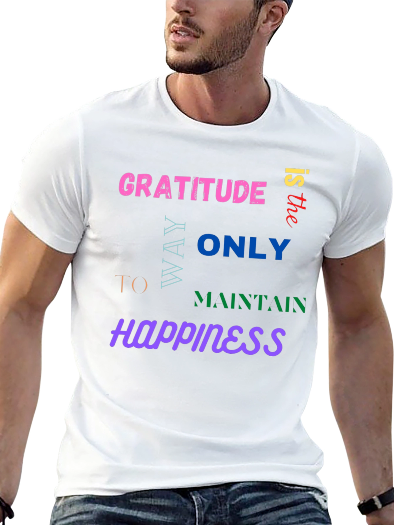 Gratitude Happiness Graphic Tee - Trendy Comfort