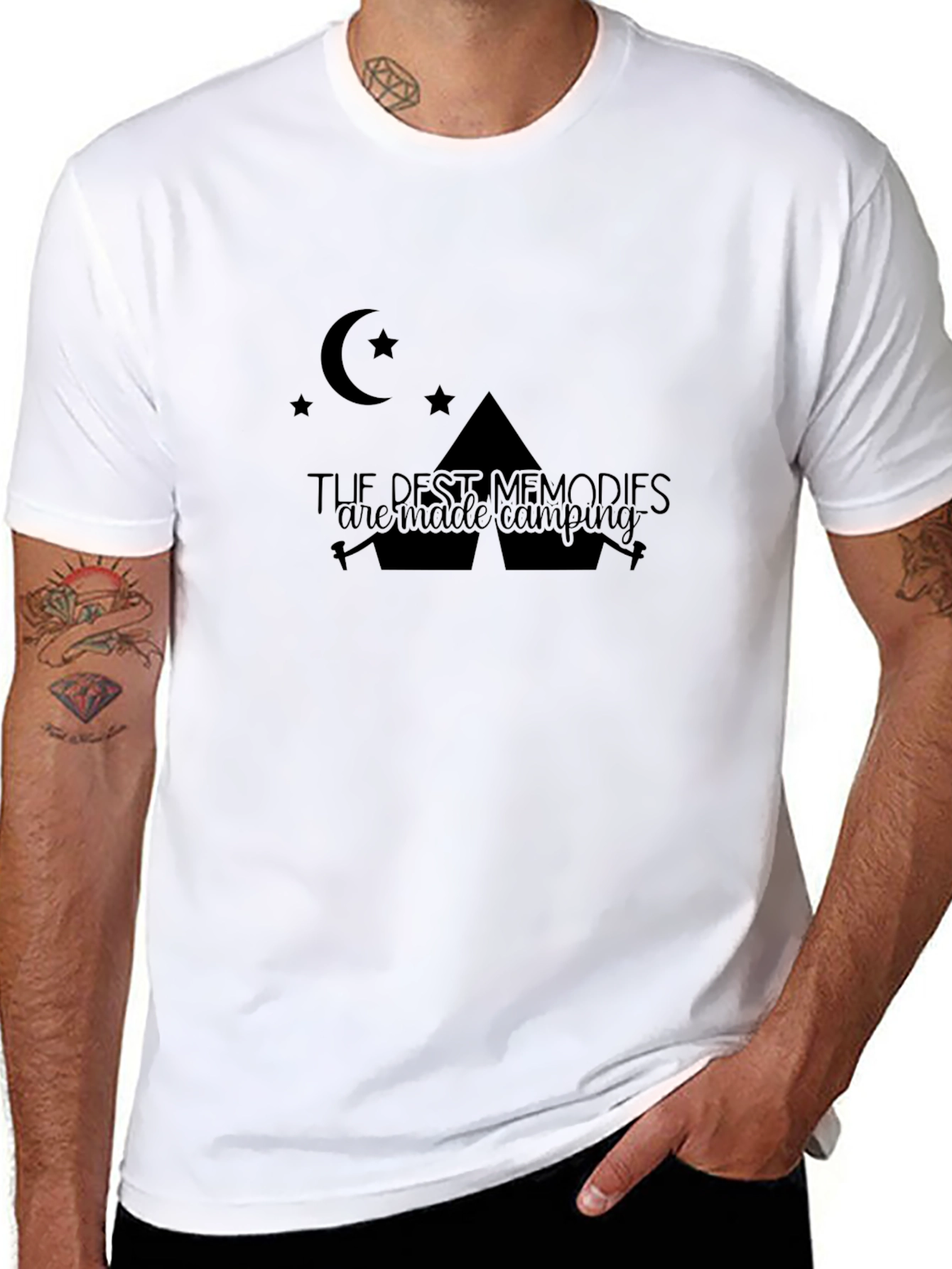 Camping Memories Graphic Tee - Black Cotton Shirt