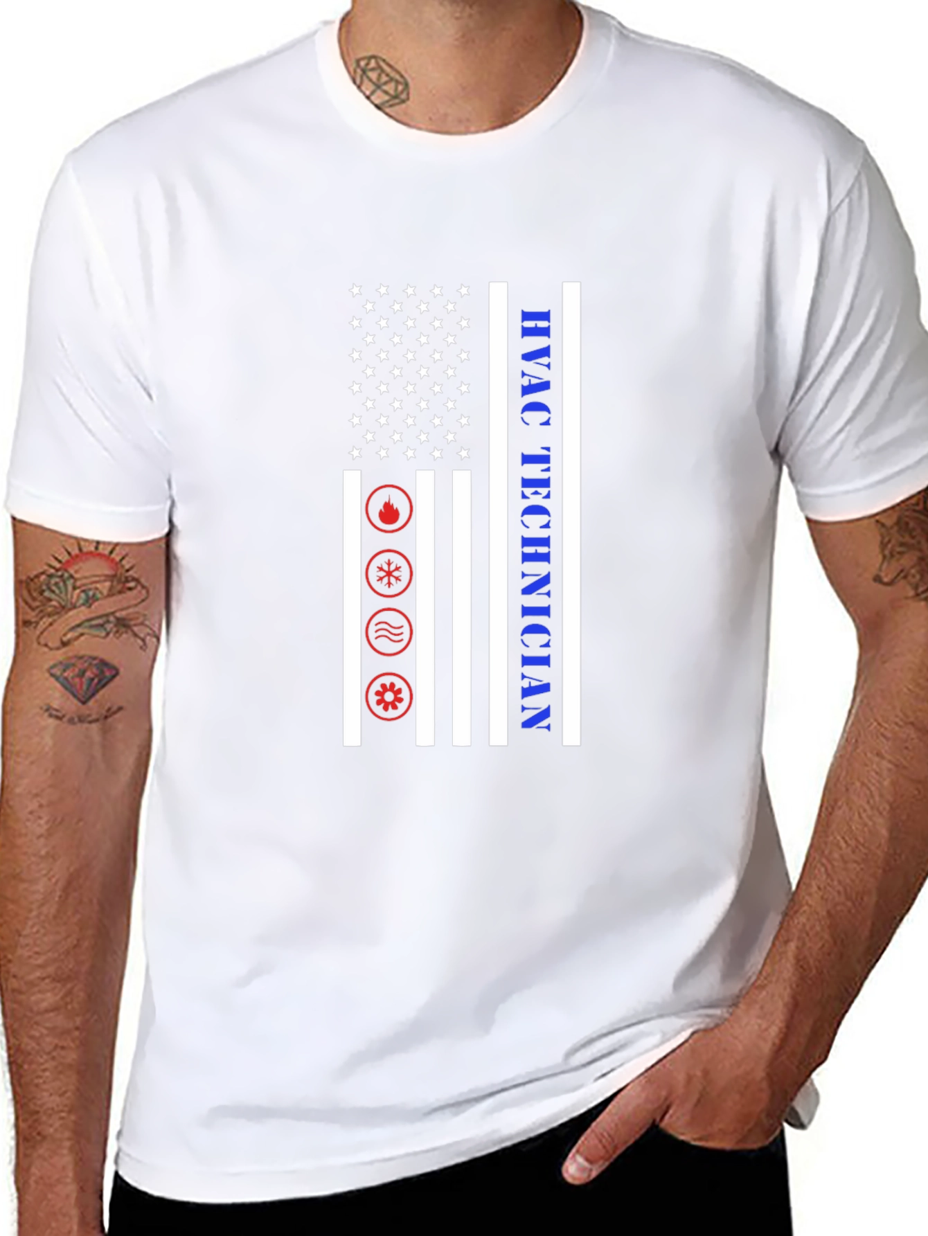 HVAC Technician T-Shirt - American Flag Design