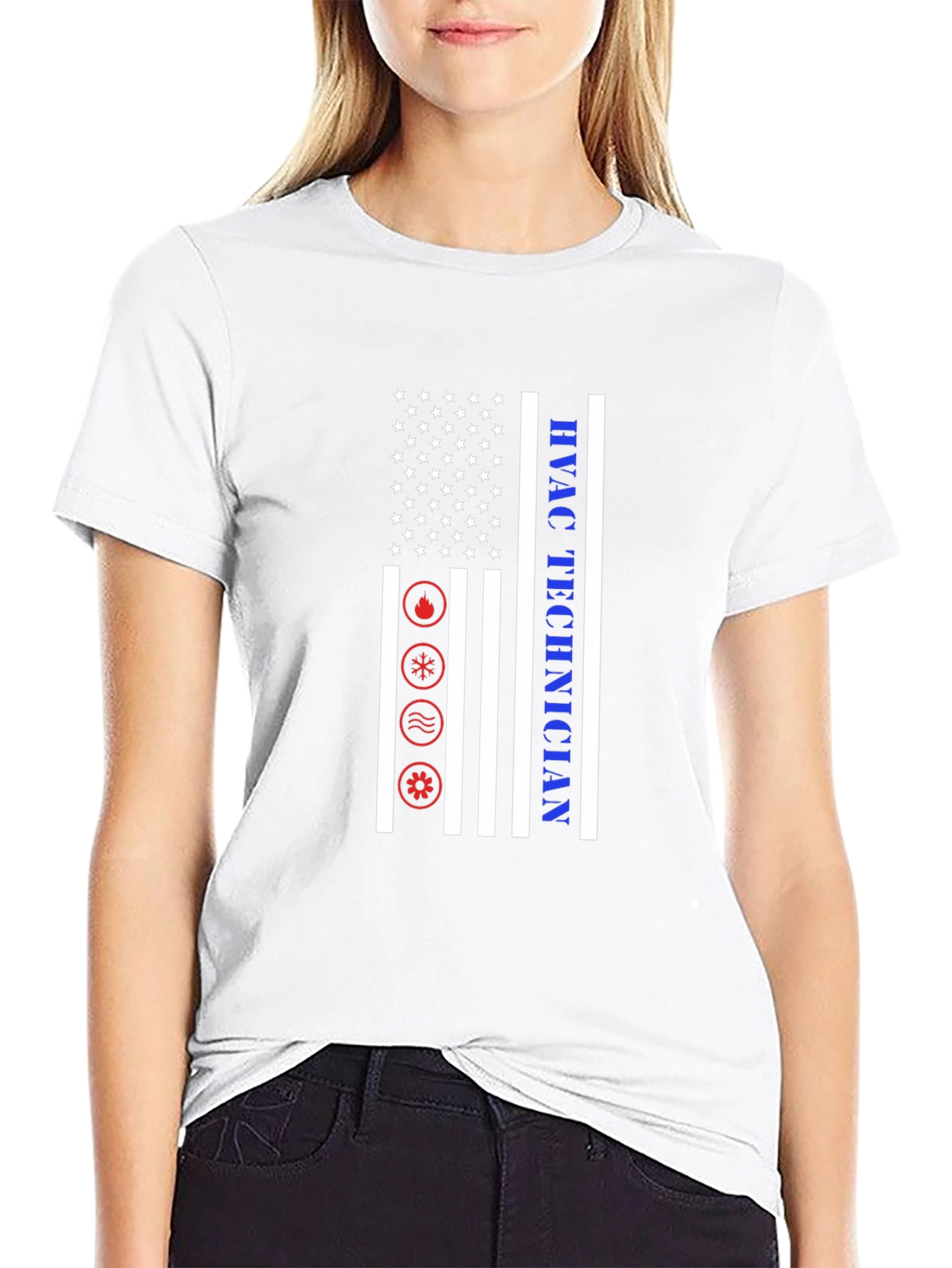 HVAC Technician T-Shirt - American Flag Design