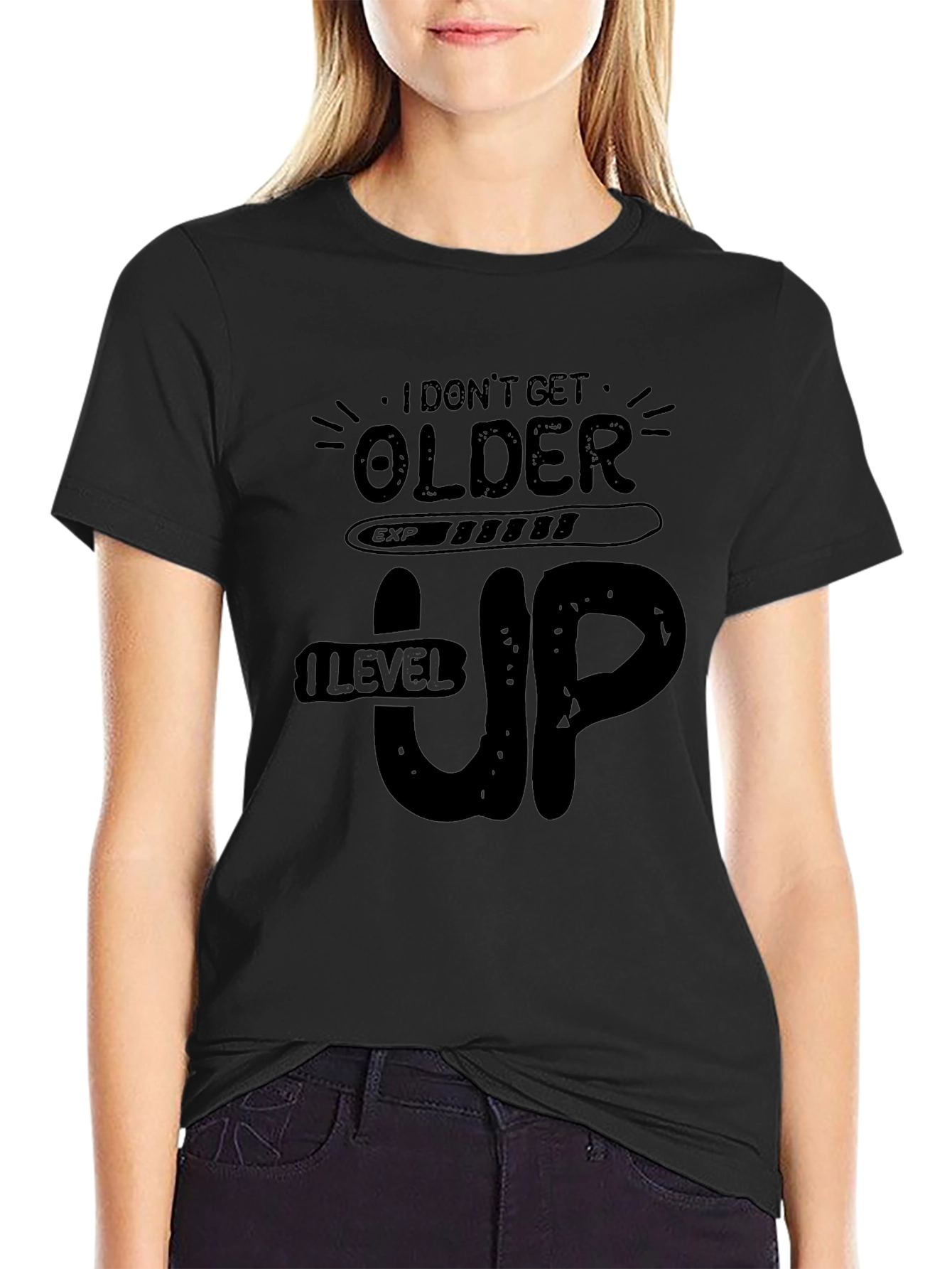 Level Up Black Graphic Tee Shirt