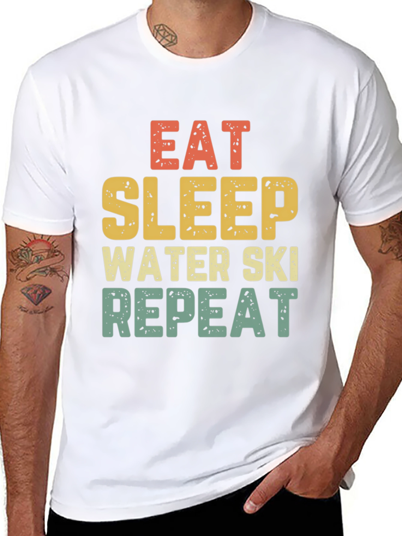 Eat Sleep Water Ski Repeat Black T-Shirt