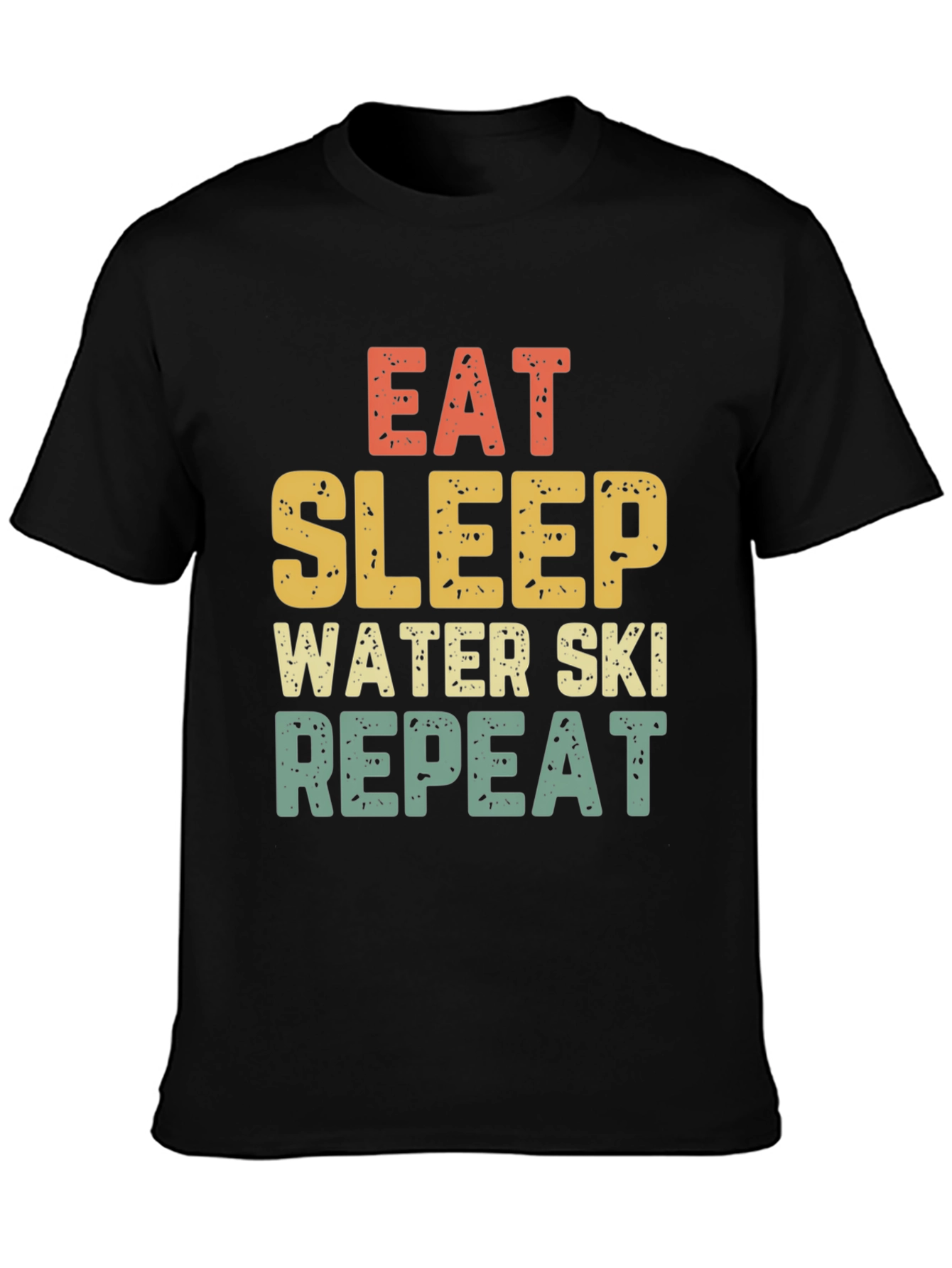 Eat Sleep Water Ski Repeat Black T-Shirt