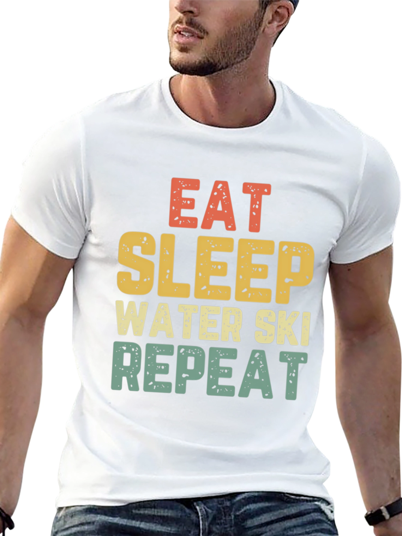 Eat Sleep Water Ski Repeat Black T-Shirt